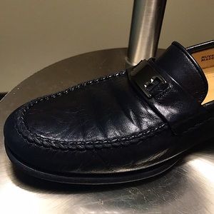 Bally Black Leather Loafer w/Stainless Steel Bit. Men size 9.5